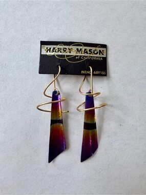 Harry MASON Colorful Iridescent Dangle Earrings - Purple & Gold